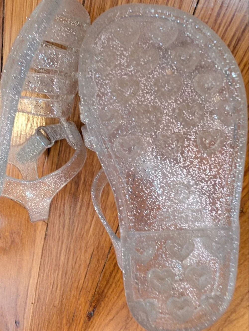 Old Navy Baby Girls Glitter Jelly Sandals In Pink And Clear Size 5 Two Pairs